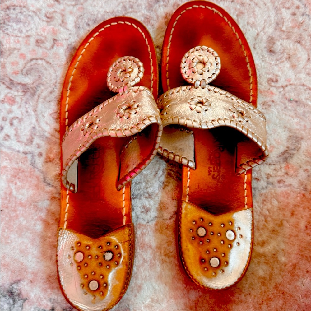 Jack Rogers Gold and Tan Sandals